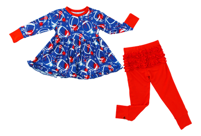 graffiti football peplum set : BLUE AND RED