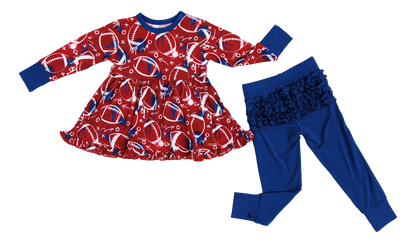 Graffiti Football Peplum Set : RED AND NAVY