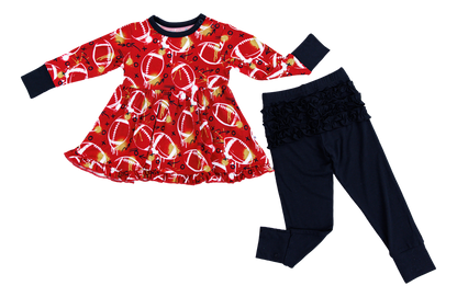 Graffiti Football Peplum Set : RED AND GOLD