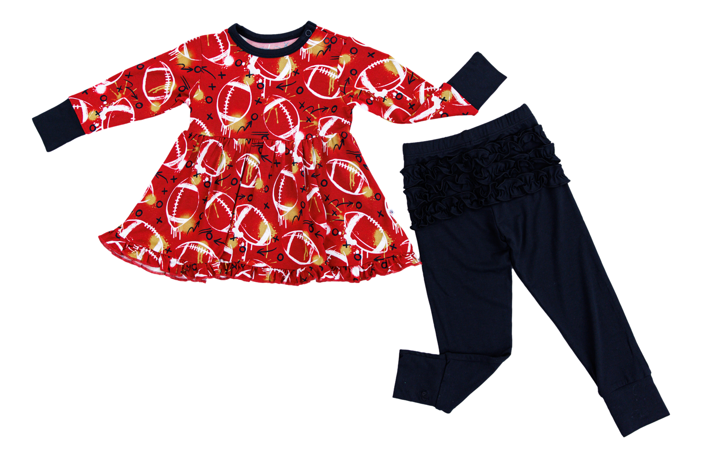 graffiti football peplum set : RED AND GOLD