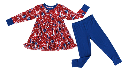 Graffiti Football Peplum Set : RED AND NAVY