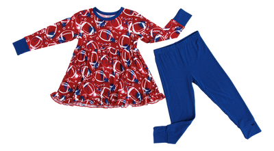 graffiti football peplum set : RED AND NAVY