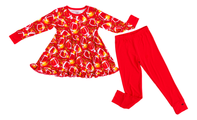 graffiti football peplum set : RED AND YELLOW/GOLD