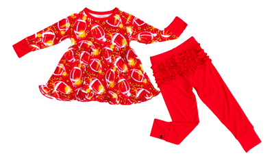 graffiti football peplum set : RED AND YELLOW/GOLD