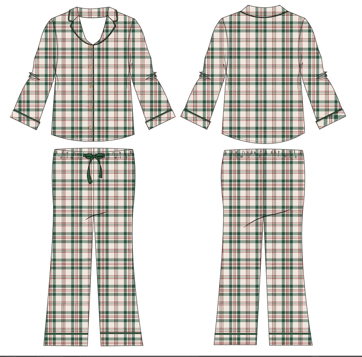 PRE-ORDER: Classic Christmas Plaid Bamboo Set