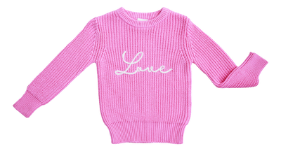 pink 'love' chunky knit sweater