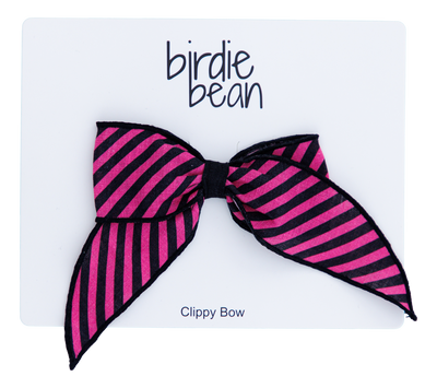 pink/black stripe clippy bow