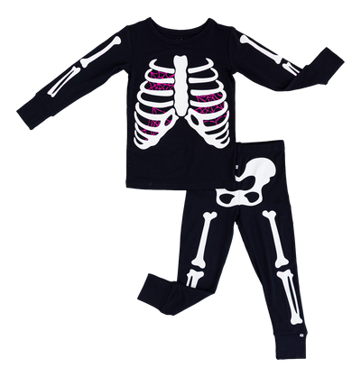 Bones Glow-In-The-Dark 2-Piece Pajamas - PINK