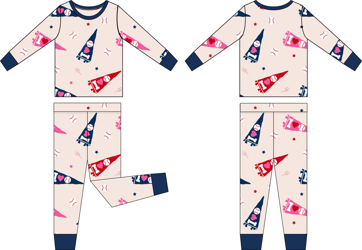 I Love Baseball Bamboo Pajama Set