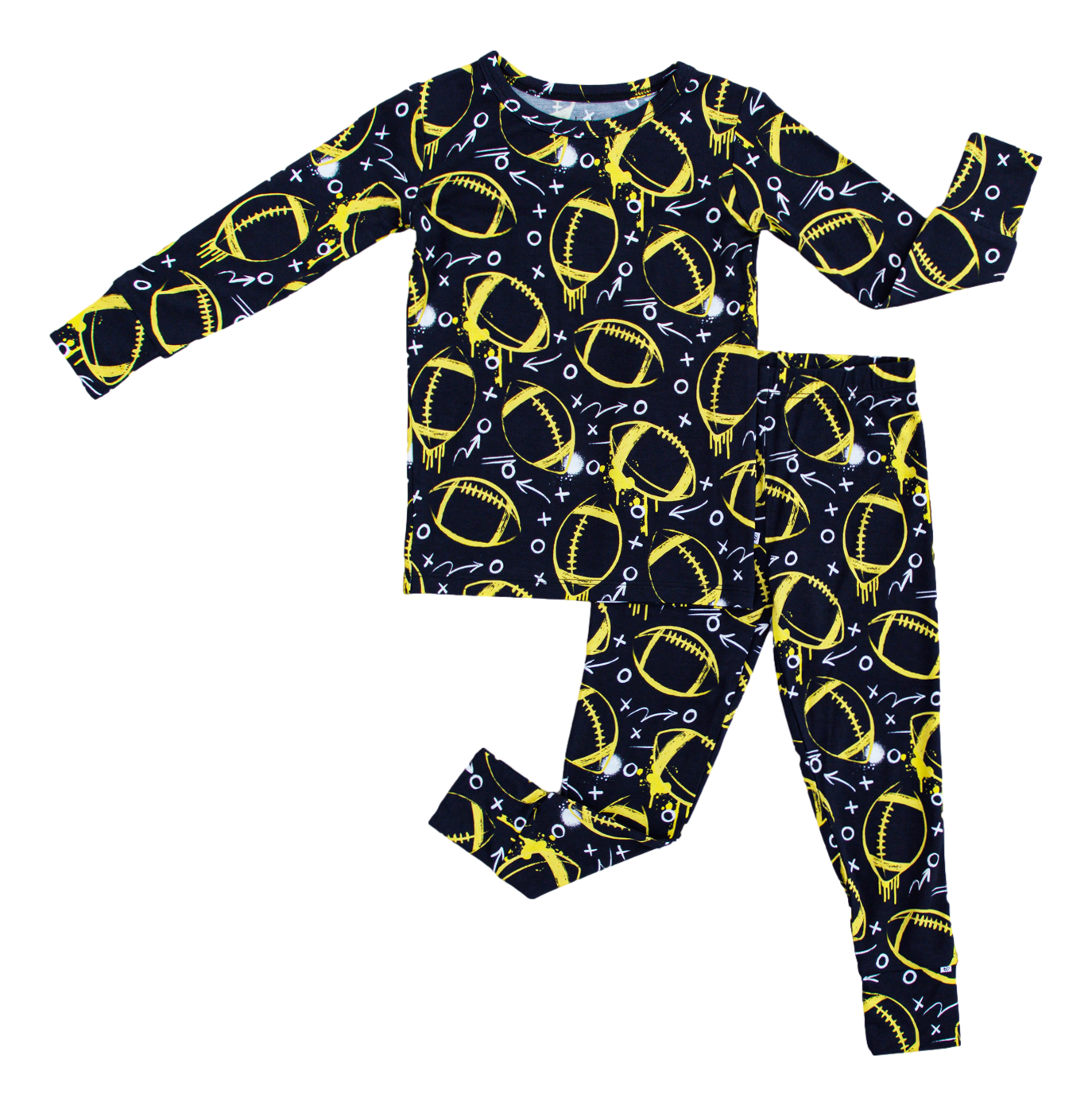 graffiti football 2-piece pajamas: BLACK AND YELLOW/GOLD