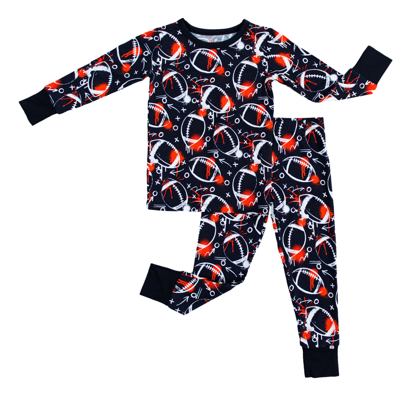 graffiti football 2-piece pajamas: BLACK AND ORANGE