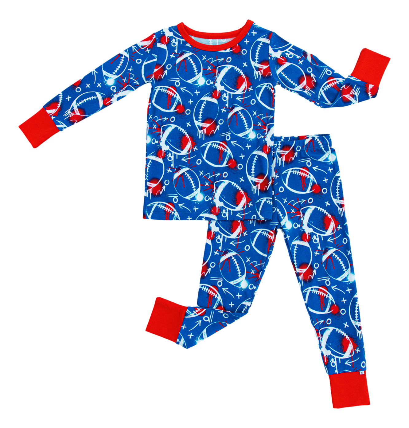 graffiti football 2-piece pajamas: BLUE AND RED