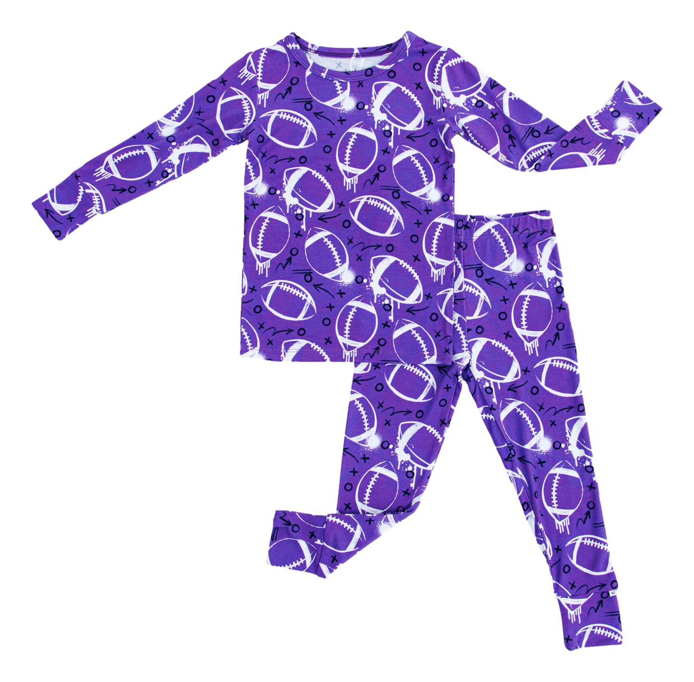 graffiti football 2-piece pajamas: PURPLE AND WHITE