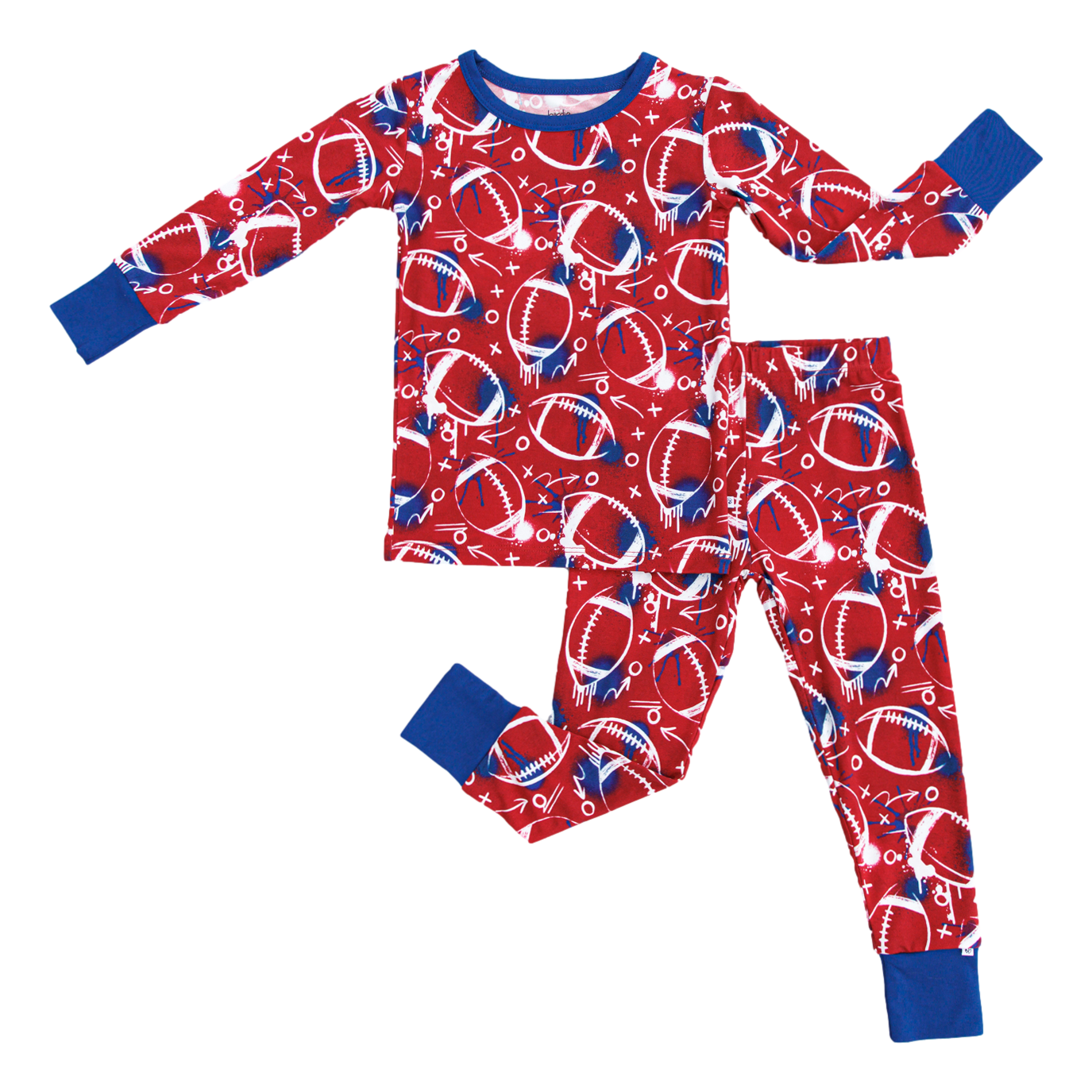 graffiti football 2-piece pajamas: RED AND NAVY