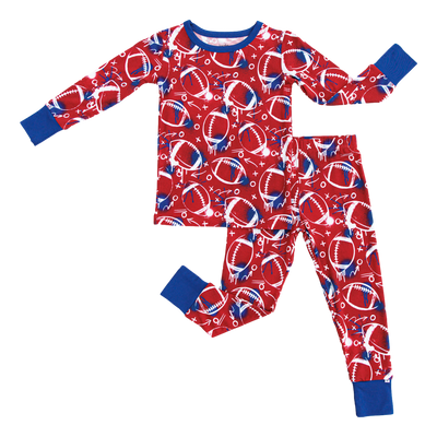 graffiti football 2-piece pajamas: RED AND NAVY