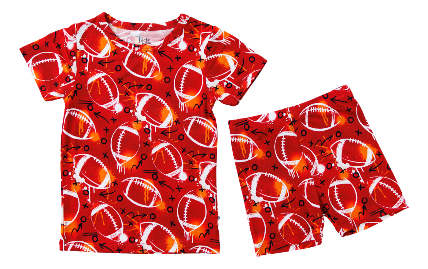 graffiti football 2-piece pajamas: RED AND ORANGE