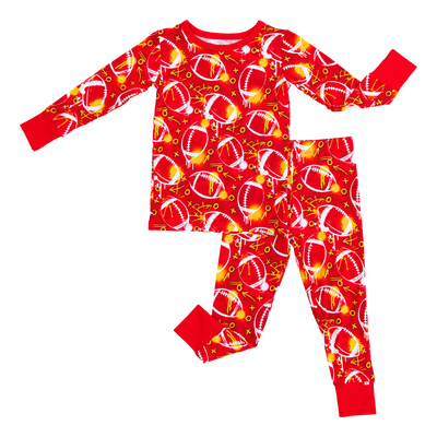 graffiti football 2-piece pajamas: RED AND YELLOW/GOLD