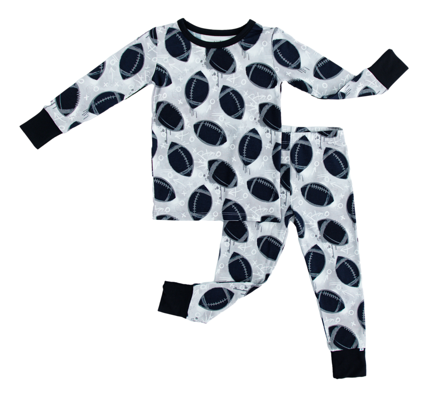 graffiti football 2-piece pajamas: SILVER AND BLACK