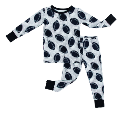 graffiti football 2-piece pajamas: SILVER AND BLACK