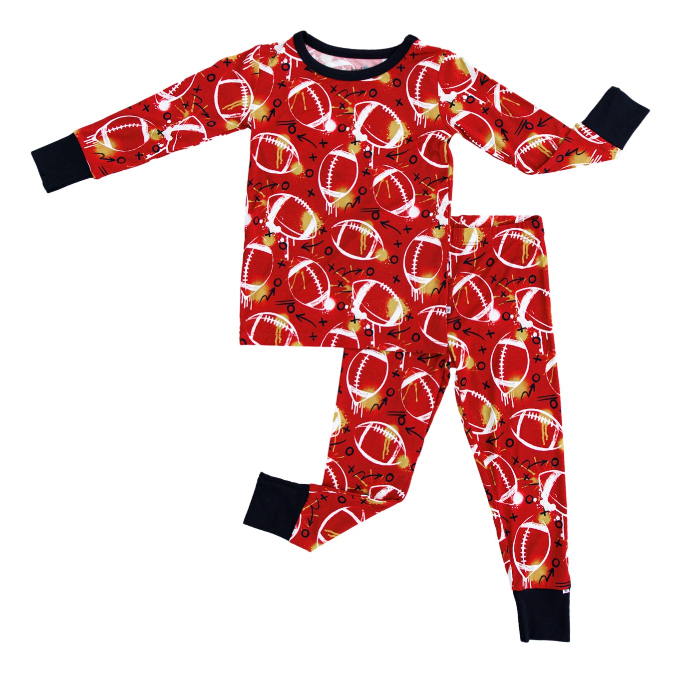 graffiti football 2-piece pajamas: RED AND GOLD