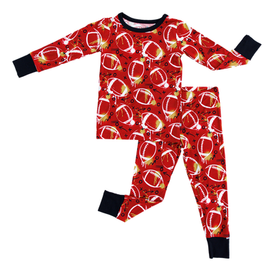 graffiti football 2-piece pajamas: RED AND GOLD