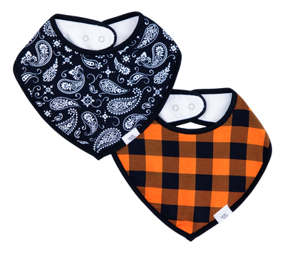 paisley and plaid bandana bib set