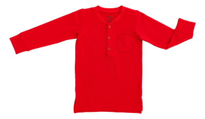 red henley long-sleeved t- shirt