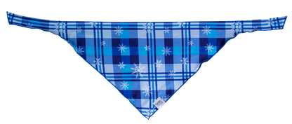 Blue plaid bandana with snowflakes