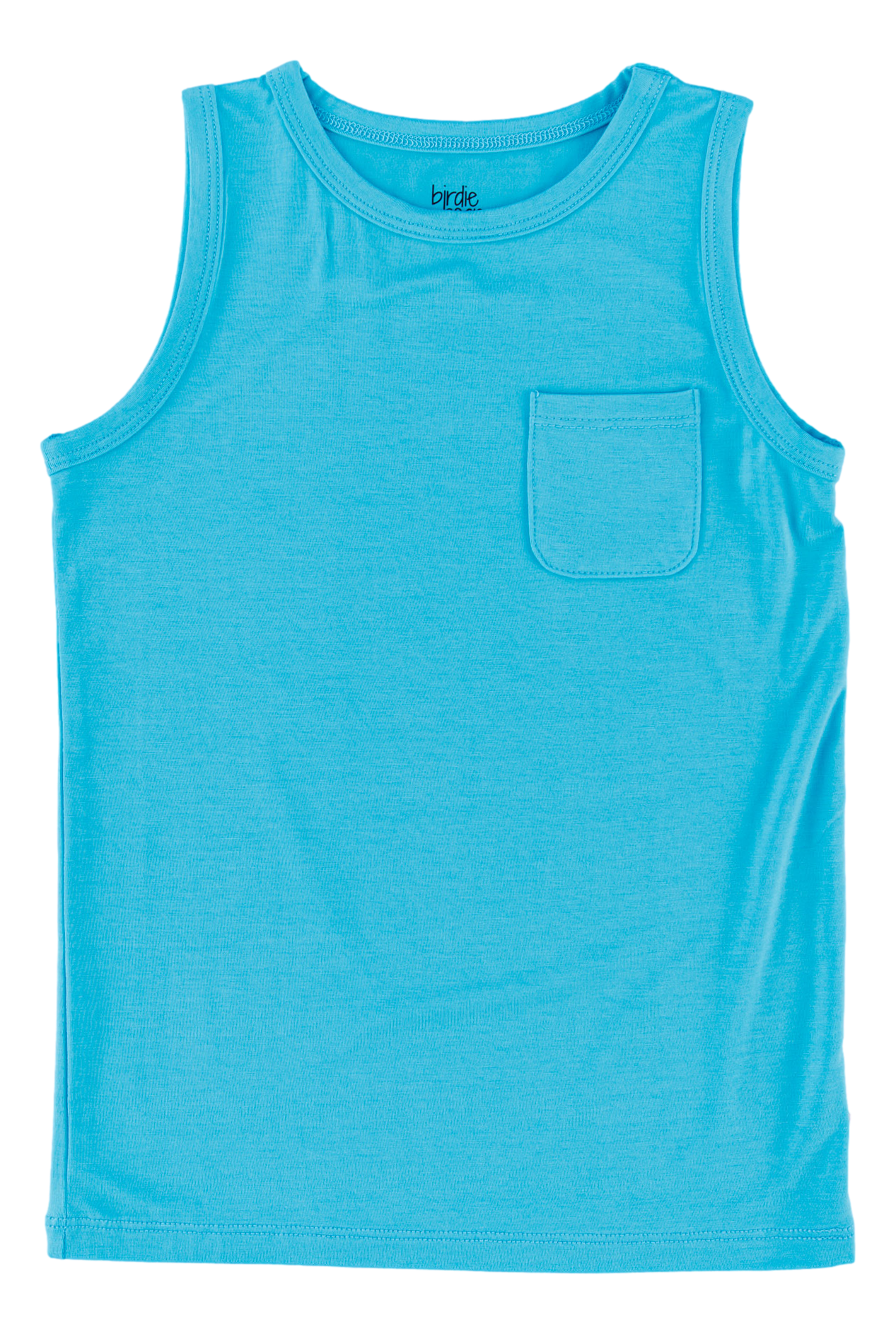 Blue tank top with a pocket on a white background
