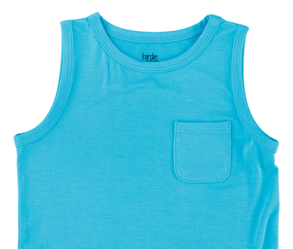 Close-up of Scuba Pocket Tank showing smooth bamboo material and pocket detail
