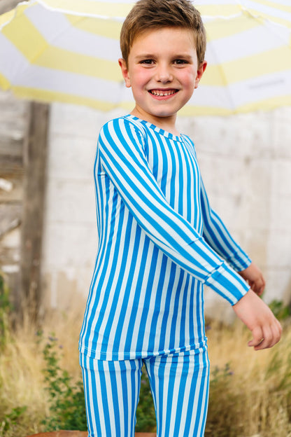 Blue Stripes Bamboo Pajama Set
