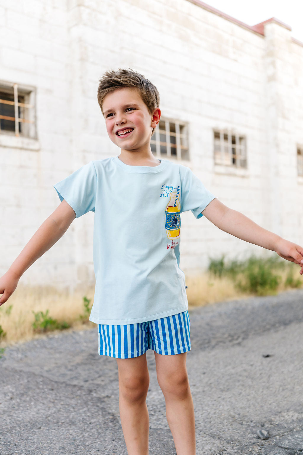 Blue Stripe Bamboo/Cotton Shorts