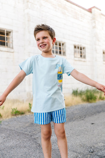 Blue Stripe Bamboo/Cotton Shorts