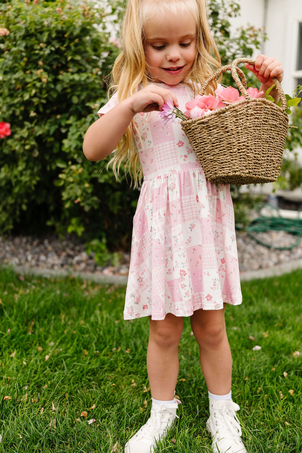 Pink Patchwork Bamboo Dress