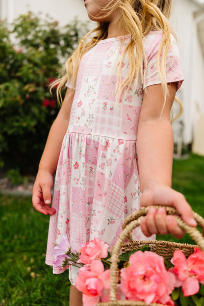 Pink Patchwork Bamboo Dress