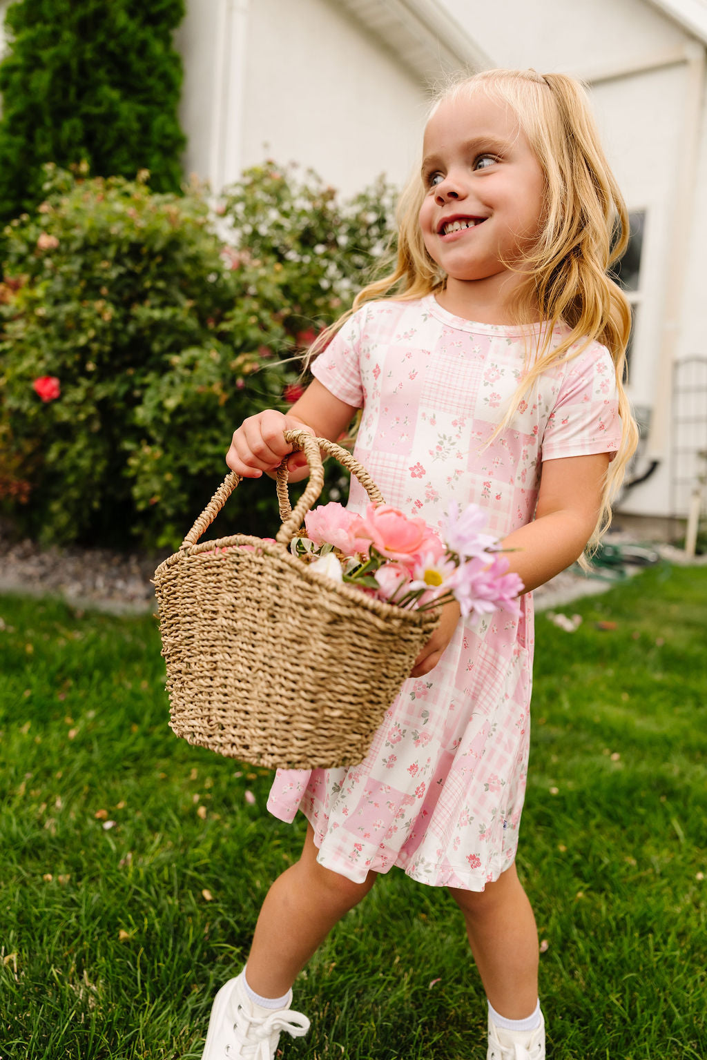 Pink Patchwork Bamboo Dress
