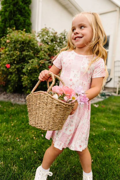 Pink Patchwork Bamboo Dress