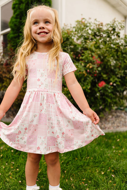 Pink Patchwork Bamboo Dress