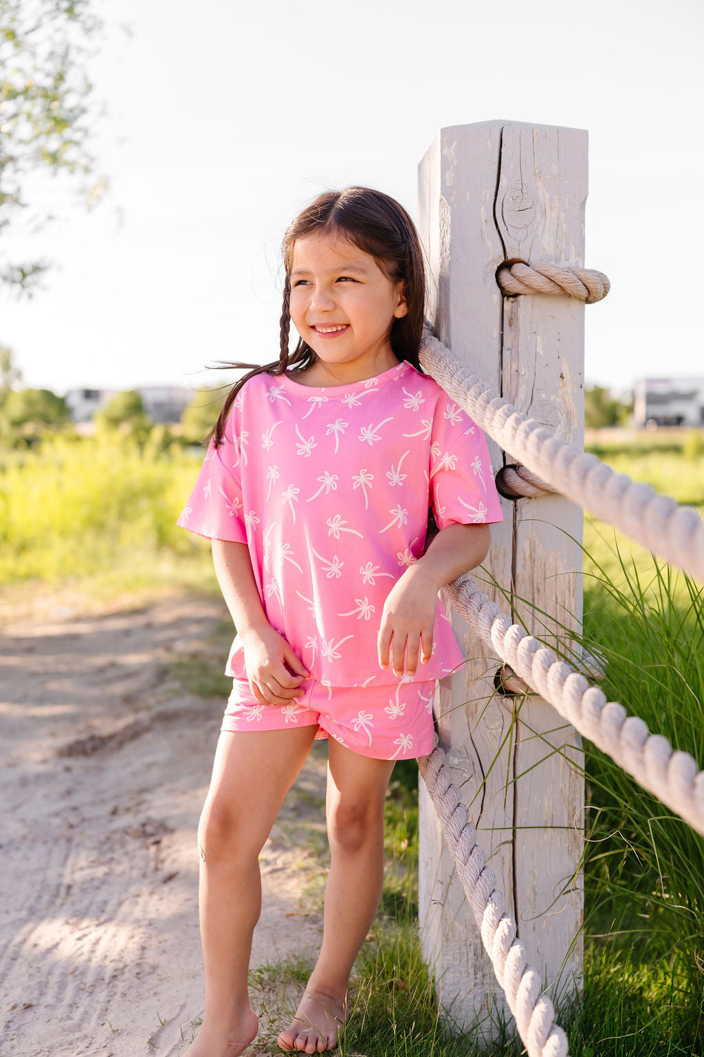 Pink Palms T-Shirt Set