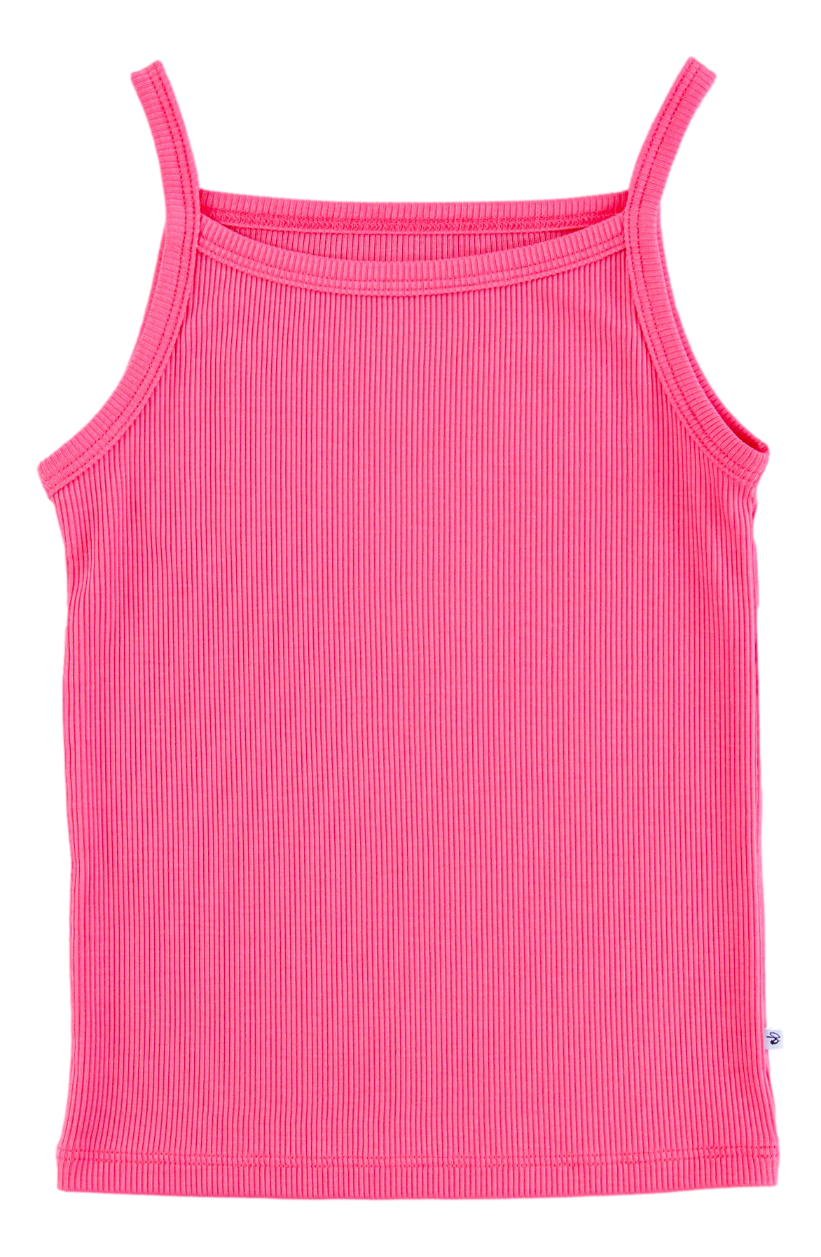 Pink ribbed tank top on a white background