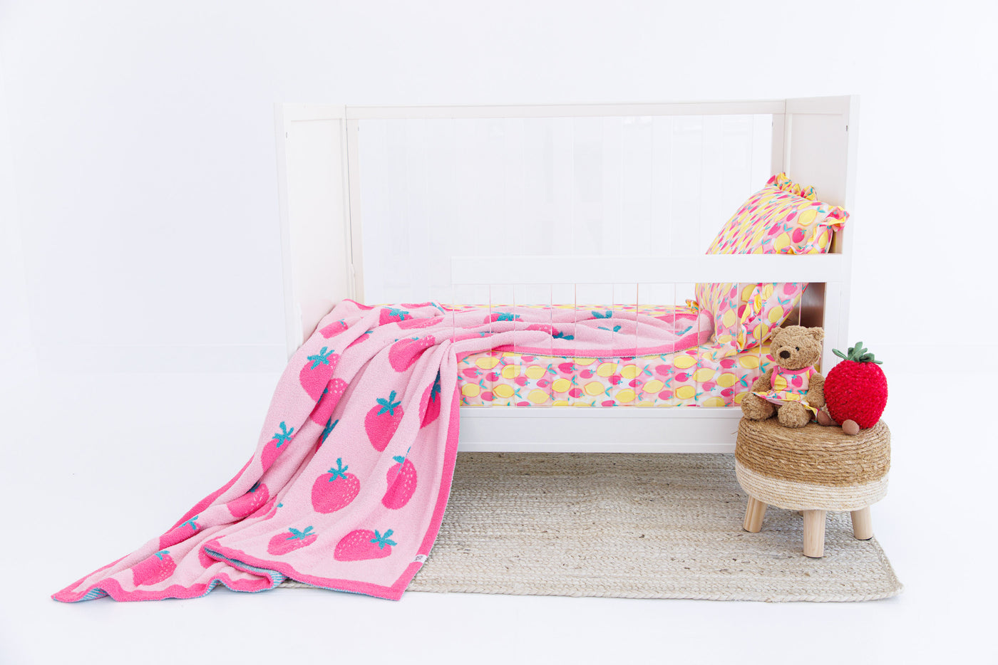 strawberry microfiber birdie blanket- TODDLER