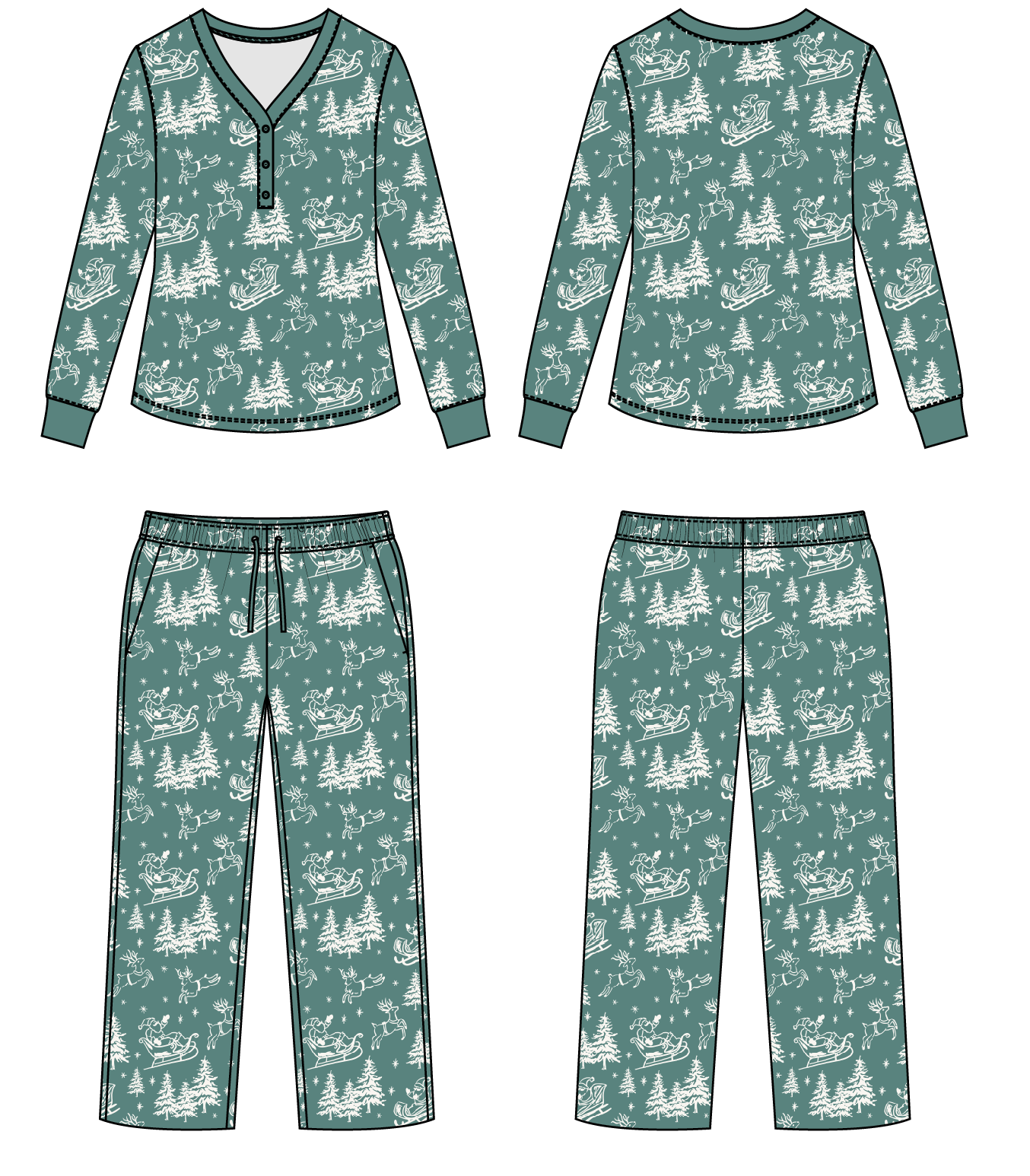 PRE-ORDER: Vintage Sleigh Christmas Women's Lounge Set