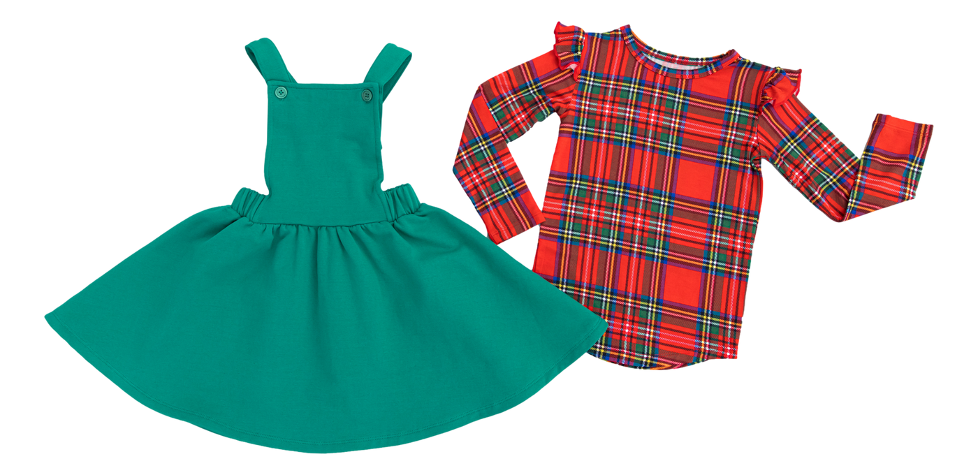 tartan plaid pinafore set