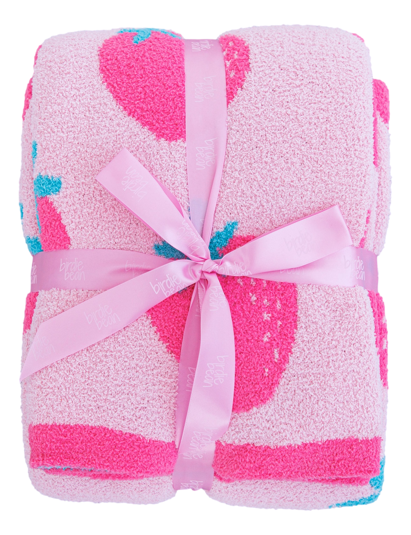 strawberry microfiber birdie blanket- THROW