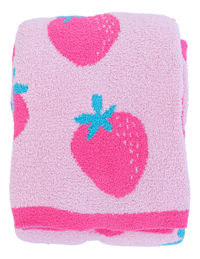 strawberry microfiber birdie blanket- THROW