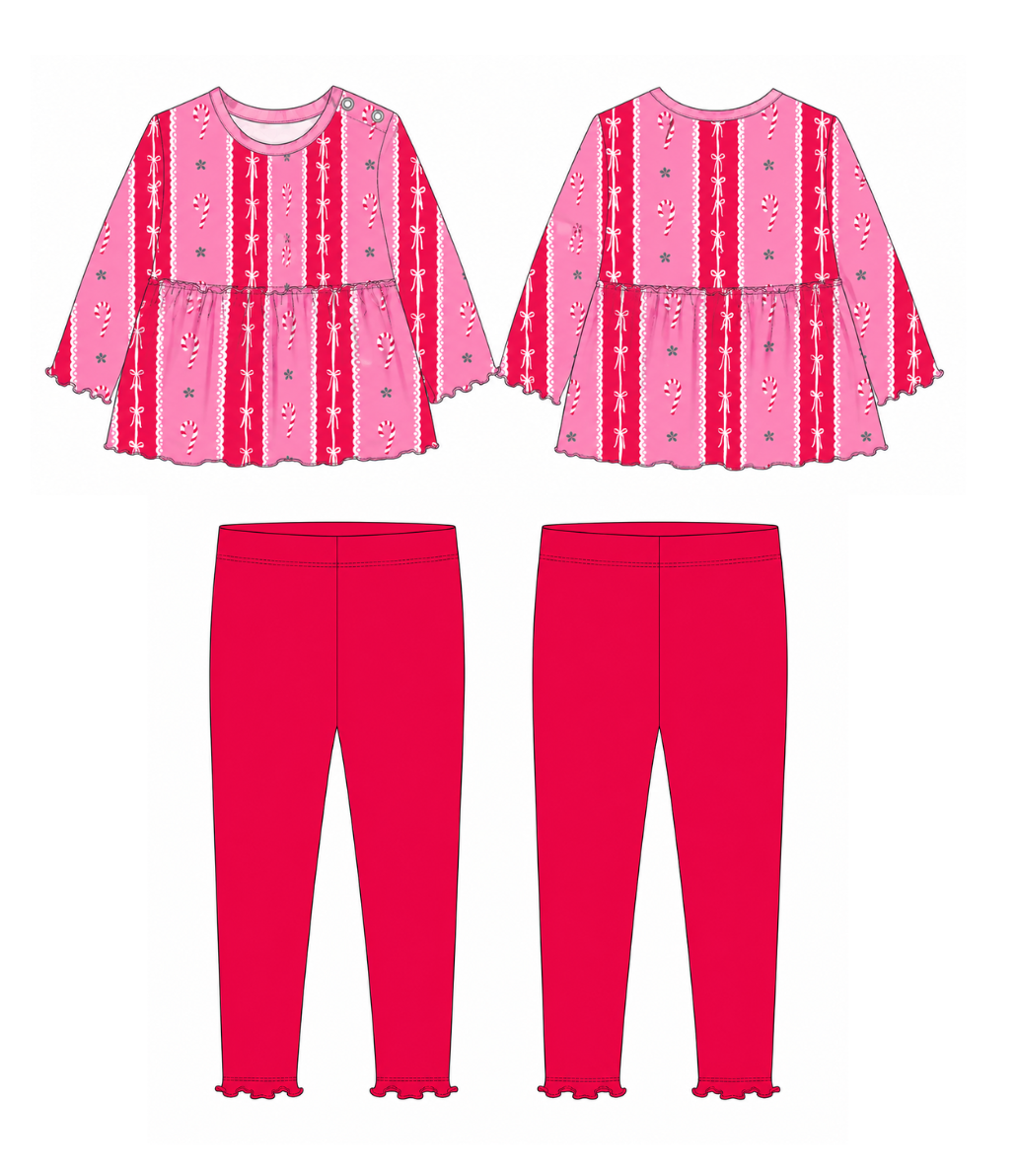 PRE-ORDER: Candy Cane Stripes Peplum Set