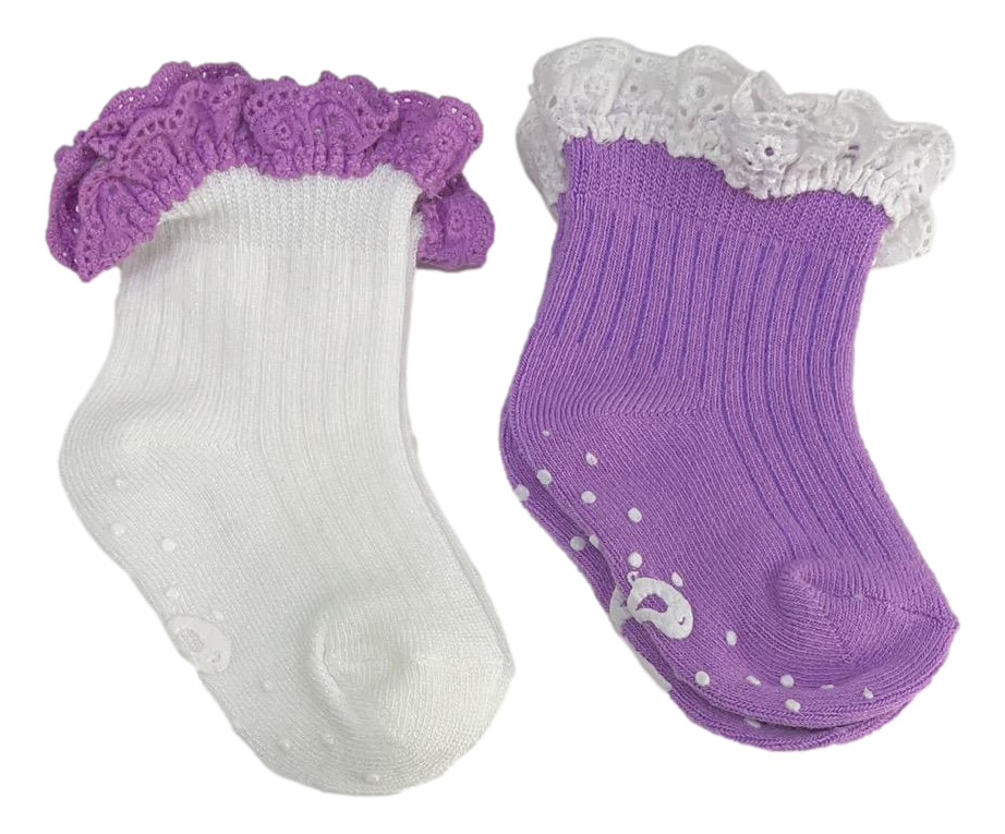 birdie ruffle socks set- orchid/white