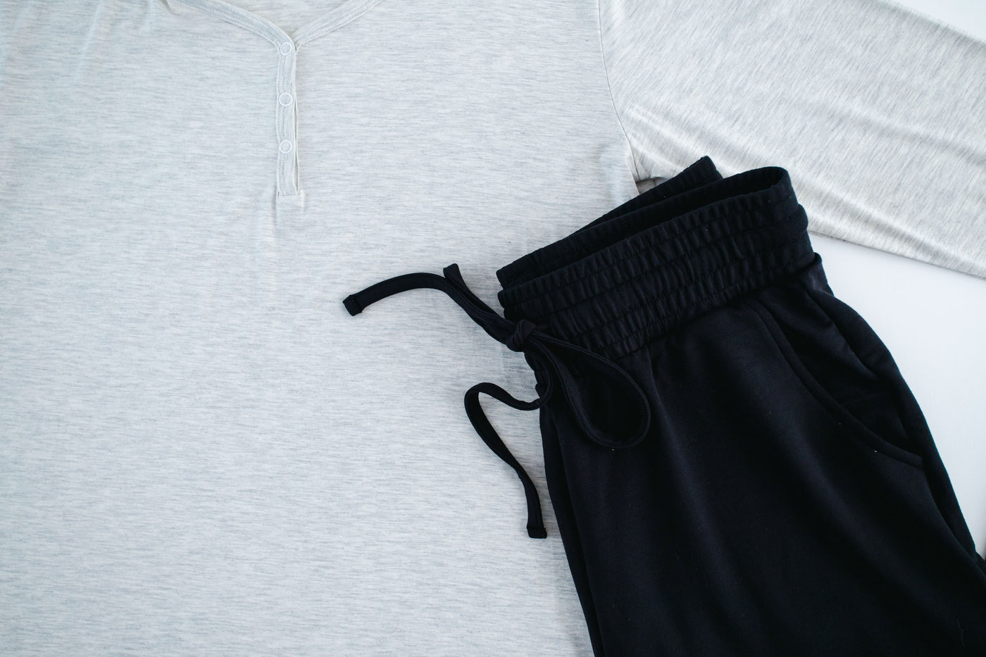 heather grey top/black pant women's jogger set- TALL