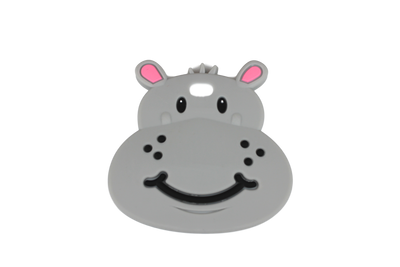 grey hippo teether
