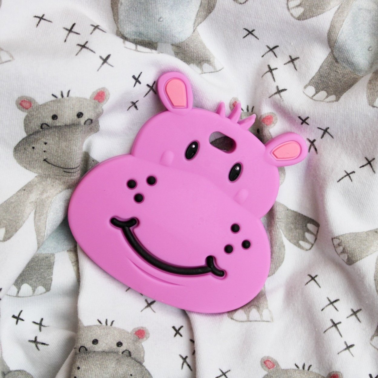 Pink Hippo Teether